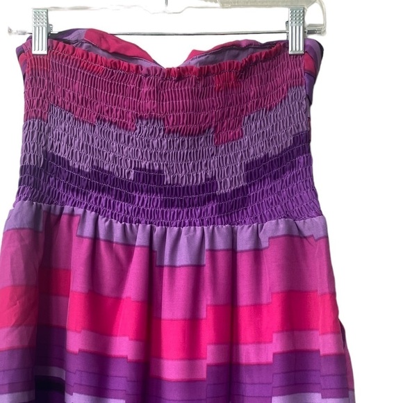 Fynn and Rose Strapless Summer Wedding Guest Cocktail Pink Purple Mini Dress - Picture 5 of 8